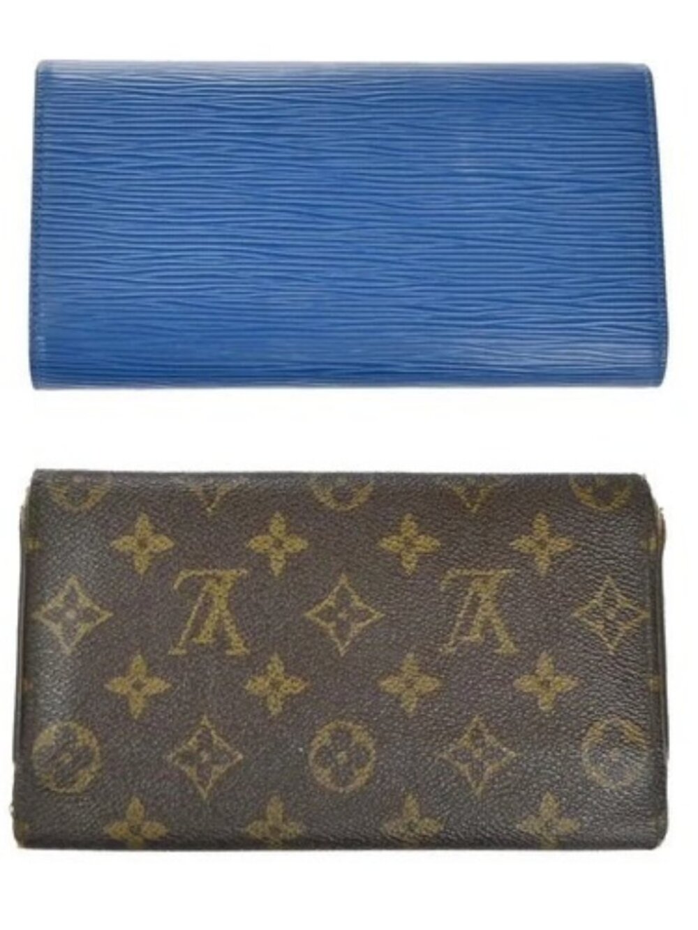 LOUIS VUITTON 2 Set Trifold Long Wallet Monogram Epi Leather Brown Blue 66KP534 - Picture 2 of 9